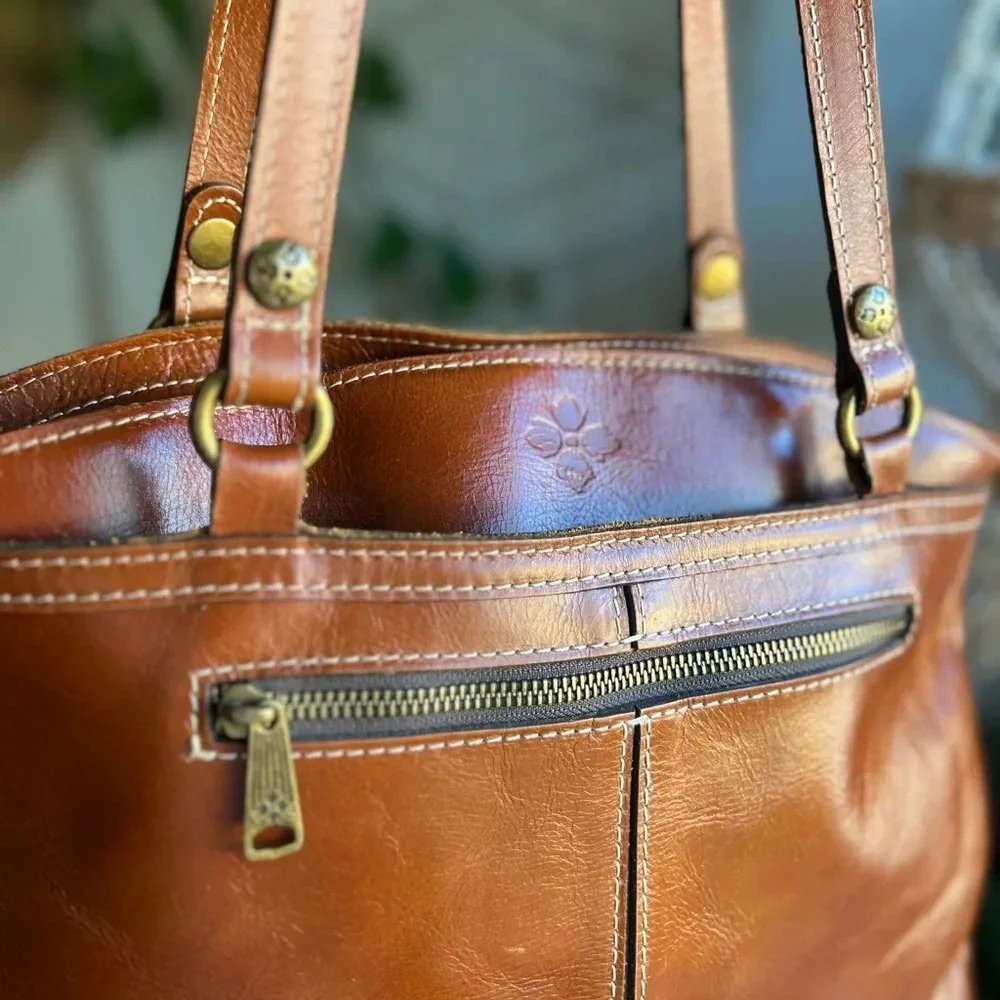 Patricia Nash Heritage Collection Tan Leather Poppy Tote Bag Shoulder Handbag - Picture 6 of 16
